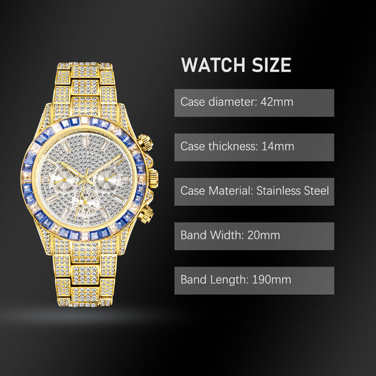 Luxury Waterproof Stainless Steel Men's Gold Watch